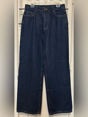 Commense Women's Dark Blue Wide-Leg Jeans